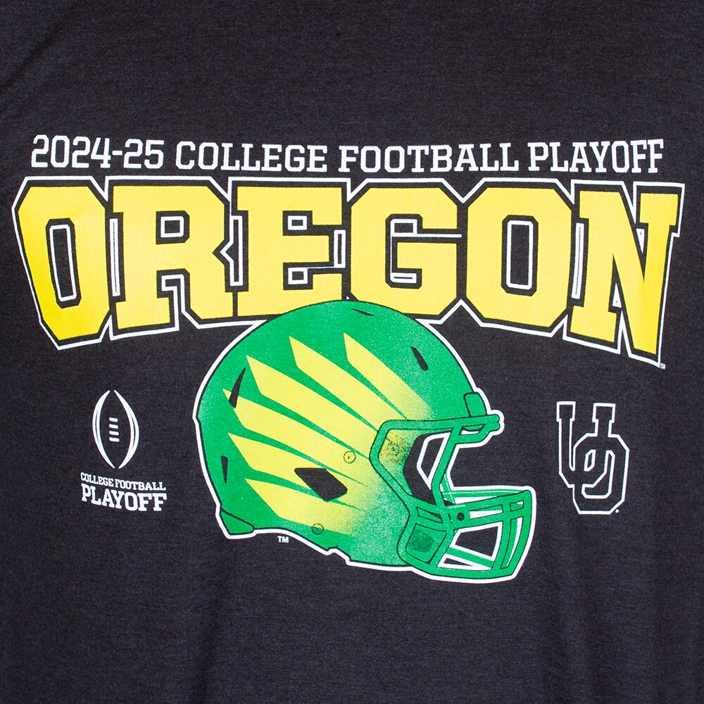 Playoffs, McKenzie SewOn, Black, Long Sleeve, Men, Unisex, Football, 2024, Post Season, Oregon, Football Helmet design, T-Shirt, 919504